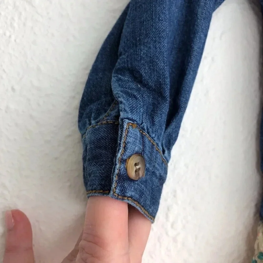 Mayoral dress long sleeve‎ denim with floral corduroy skirt size 9 months